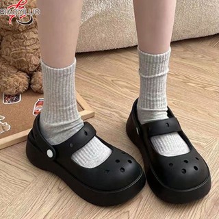QiaoYiLuo รองเท้า Summer hole สําหรับผู้หญิง รองเท้าแตะกลางแจ้ง soft-soled หนา soled