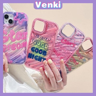 VENKI - สำหรับ iPhone 11 iPhone Case เลเซอร์สะท้อนแสงโปร่งใสเคสโทรศัพท์ TPU นุ่มกันกระแทกถุงลมนิรภัยเคสป้องกัน Cool English เข้ากันได้กับ iPhone 14 13 Pro max 12 Pro Max xr