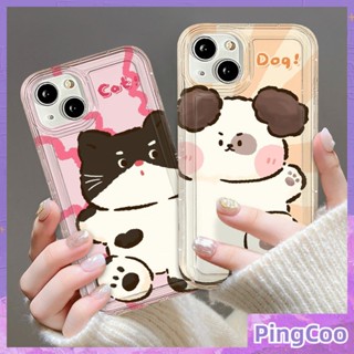 สำหรับ iPhone 11 เคสไอโฟนใสเคลือบเงา TPU กรอบรูปถุงลมนิรภัยเคสนิ่มกันกระแทกป้องกันกล้องแมวน่ารักลูกสุนัขเข้ากันได้กับ iPhone 14 13 Pro สูงสุด 12 Pro สูงสุด 11 xr xs 7 8