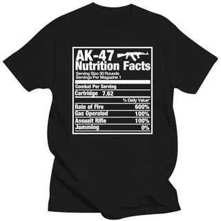 เสื้อยืดแขนสั้น พิมพ์ลาย Ak47 Nutrition Facts Gun สีดํา สําหรับผู้ชาย