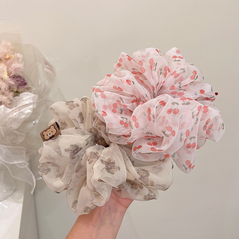 203 ฤดูร้อนปุยตาข่าย Scrunchy ผม Tie ที่คาดผมผู้หญิงยางรัด