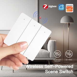 Tuya Smart ZigBee สวิตช์ฉากพลังงานตนเอง ไม่มีแบตเตอรี่ ไม่มีสายไฟ ควบคุมพลังงานจลน์ สําหรับควบคุมแอพอัตโนมัติ ในบ้าน