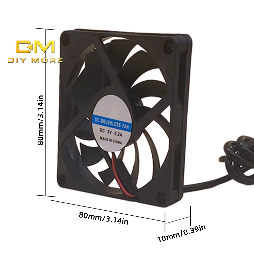 Diymore พัดลมระบายความร้อน ควบคุมความเร็ว 80 มม. USB 5V แบบพกพา สําหรับเราเตอร์รับสัญญาณทีวี หน้าจอแบน DVR ตู้คอมพิวเตอร์