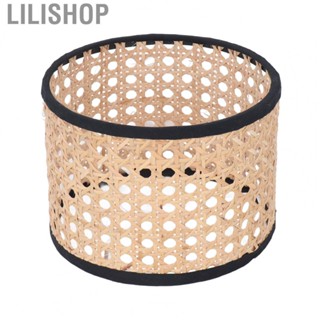 Lilishop Rattan Lamp Cover  Weightless Rattan Lamp Shade Safety Fine Wrapping Hex Polygon Shape  for Chandelier Lamp