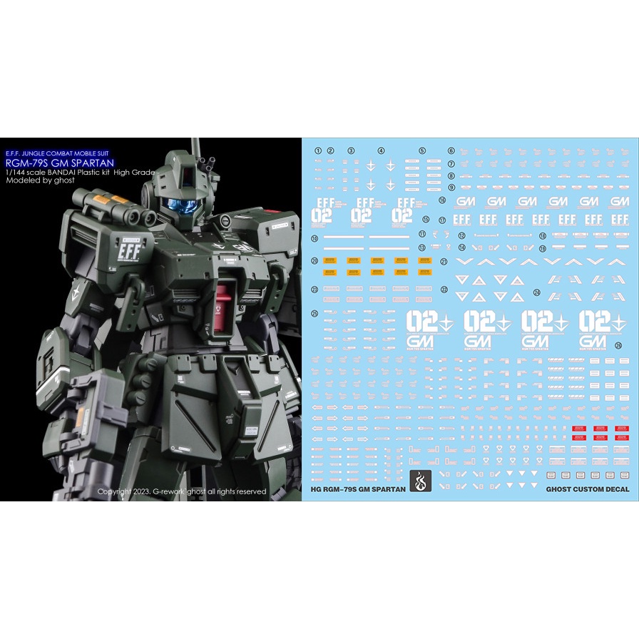 YAN GHOST PB HGUC HG RGM-79S GM Spartan Water Slide Decal YANHG026