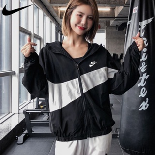 [พร้อมส่ง] ของแท้ 100% Nike เสื้อแจ็กเก็ต มีฮู้ด มีซิป ขนาดใหญ่ สําหรับผู้ชาย และผู้หญิง เหมาะกับการเล่นกีฬา