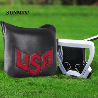 [ Golf Mallet Putter Head Cover PU สีเทา สําหรับผู้หญิง ผู้ชาย นักกอล์ฟ