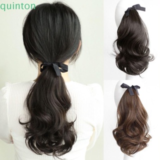 Quinton วิกผมหางม้ายาว หยักศก สังเคราะห์ สีดํา ทนความร้อน สําหรับคอสเพลย์โลลิต้า