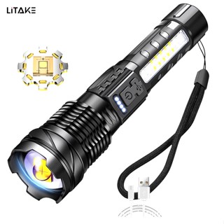 【LITAKE】ไฟฉาย Led ชาร์จ Usb ไฟทํางานกลางแจ้ง ไฟสปอตไลท์ฉุกเฉิน พร้อมเชือกหาง