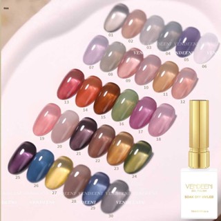 สีทาเล็บสีเจล VENDEENI New Jelly Dirty Tea 30-color Set Popular Nail Polish Jelly Nude Color Lasting Phototherapy Glue nuuo