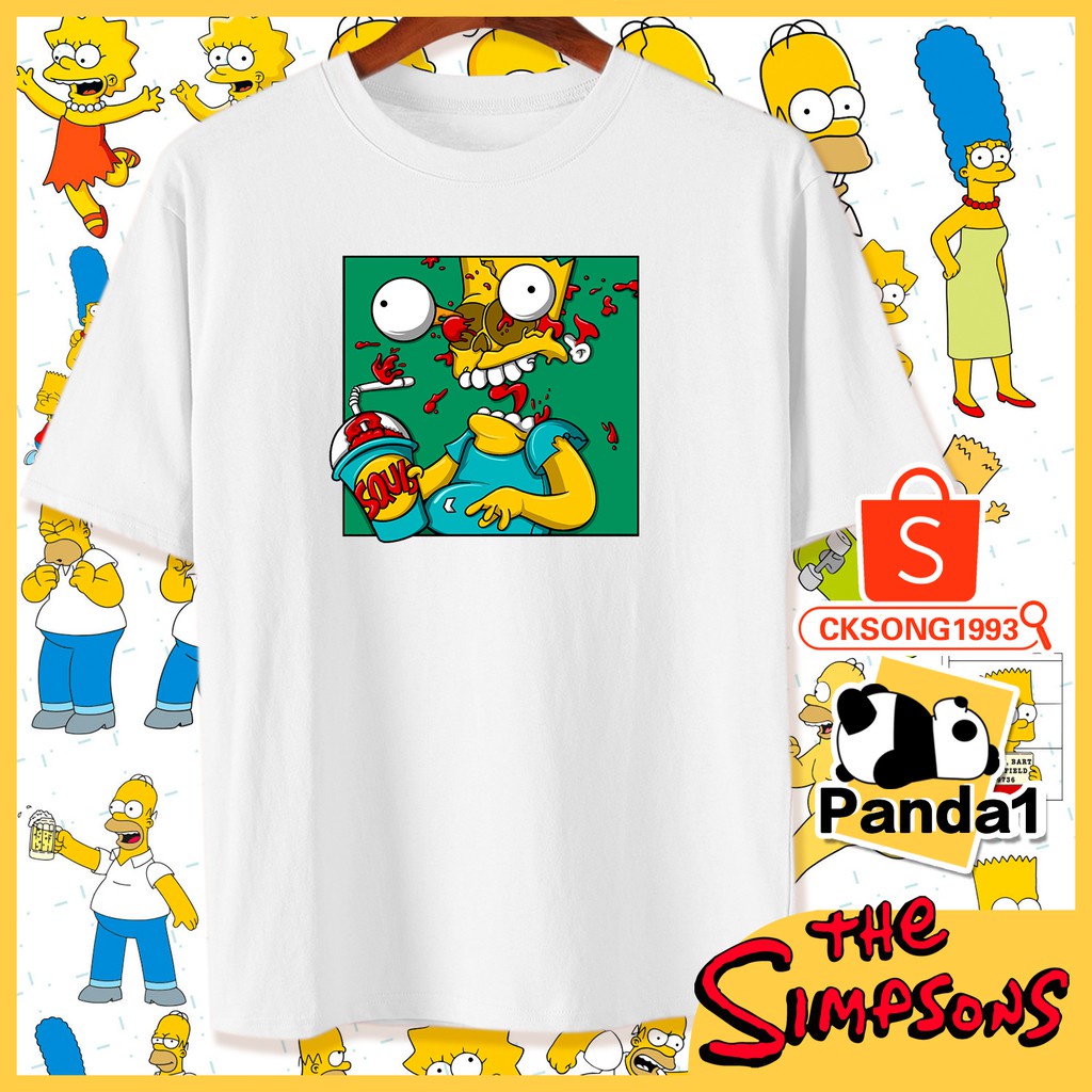 เสื้อยืดผู้ชาย The Simpsons เสื้อ Bart Simpson TShirt Lisa Simpson เสื้อผ้าฝ้าย Unisex ขนาดเอเชีย