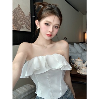 Suxi เสื้อครอปท็อป แขนกุด สีพื้น แฟชั่นฤดูร้อน สําหรับผู้หญิง