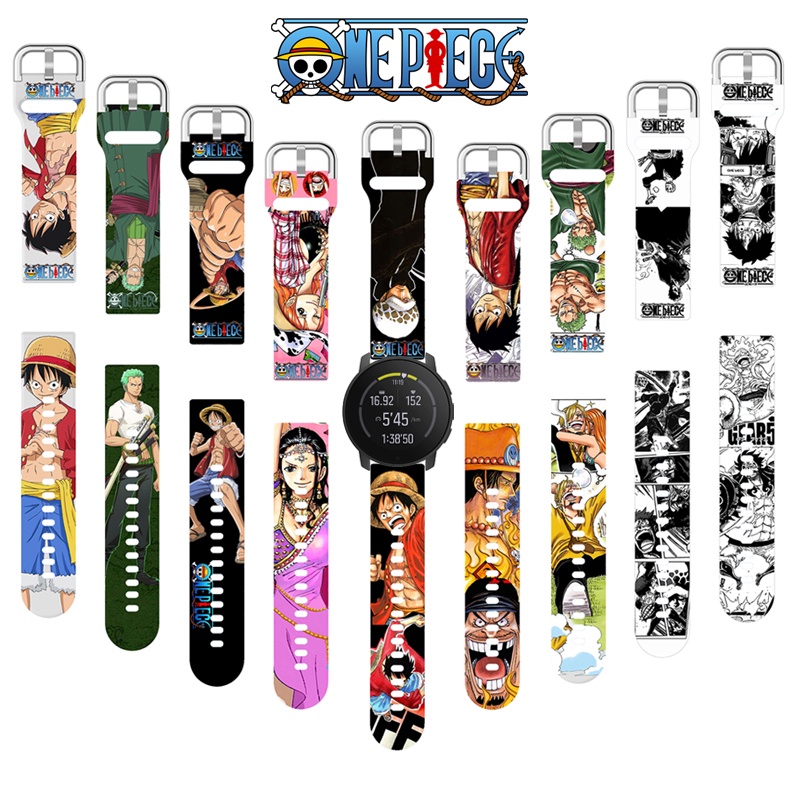 สายนาฬิกาข้อมือซิลิโคน พิมพ์ลายอนิเมะ One Piece Luffy Zoro สําหรับ Suunto 9 Peak 43 มม. 5 Peak
