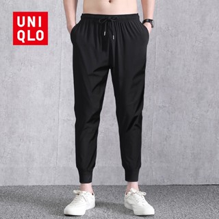 Uniqlo กางเกงกีฬาขาเก้าส่วน ผ้าเรยอน แบบแห้งเร็ว ระบายอากาศได้ดี สําหรับผู้ชาย