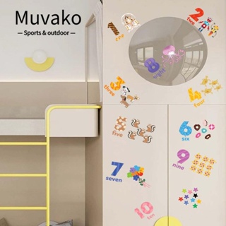 Muvako  ใหม่ สติกเกอร์ไวนิล ลายการ์ตูนสัตว์ ผลไม้ ตัวเลข DIY สําหรับติดตกแต่งผนังบ้าน ห้องนั่งเล่น