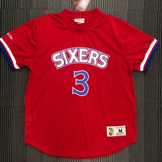 เสื้อกีฬาบาสเก็ตบอลแขนสั้น ลายทีม NBA Philadelphia 76ers Iverson พลัสไซซ์ สําหรับผู้ชาย และผู้หญิง