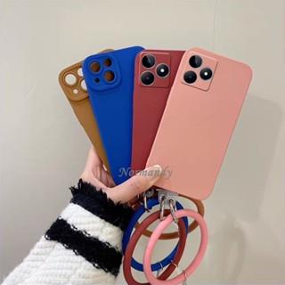 พร้อมส่ง เคสโทรศัพท์มือถือ ซิลิโคนนิ่ม กันกระแทก พร้อมสายคล้อง หลากสี สําหรับ Realme C53 C55 NFC C35 10T 10 Pro+ Plus Pro 5G 4G 2023