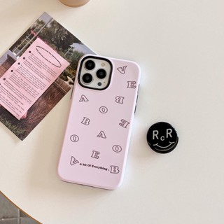 เคสโทรศัพท์มือถือแบบแข็ง ลายตัวอักษร สีชมพู สําหรับ iPhone 11 12 12Pro 12ProMax 13 13Pro 13ProMax 14 14Pro 14ProMax