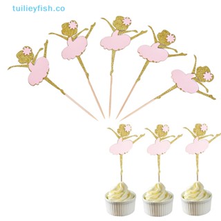 Tuilieyfish ป้ายธง ธีมสาวกระโปรง สีชมพู สําหรับตกแต่งหน้าเค้ก คัพเค้ก 10 ชิ้น