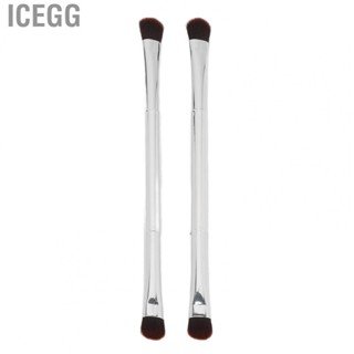 Icegg Eyeshadow Brush Set  Portable Double Ended 2pcs Silver Cosmetic Tool Eye Makeup for Party Artist