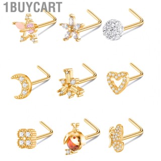 1buycart Nose Studs Set  Golden Rings Comfortable Wear for Women Parties