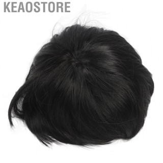 Keaostore Boy Wig Short Hair Replacement Bangs Topper Top Men Straight Full