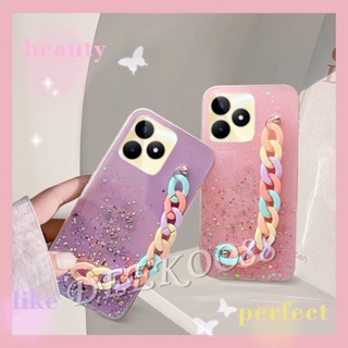 พร้อมส่ง เคสโทรศัพท์มือถือแบบนิ่ม ใส พร้อมสายโซ่คล้อง สีใส สําหรับ Realme C53 C55 NFC 10T 10 Pro+Pro 5G 4G Plus