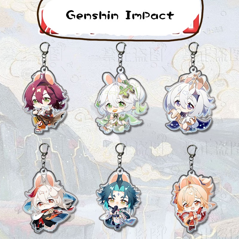 พวงกุญแจอะคริลิค จี้การ์ตูนอนิเมะ Genshin Two-dimensional น่ารัก สร้างสรรค์ สําหรับห้อยกระเป๋า