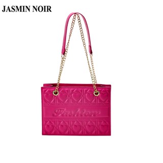 Jasmin NOIR กระเป๋าสะพายไหล่ กระเป๋าถือ หนัง PU ลายสก๊อต ทรงสี่เหลี่ยม แต่งสายโซ่คล้อง สําหรับสตรี