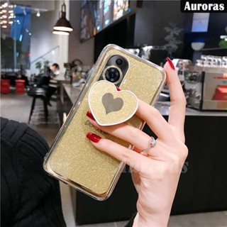 เคสโทรศัพท์มือถือ ชุบไฟฟ้า กันกระแทก ลายหัวใจ พร้อมขาตั้ง สําหรับ Huawei Nova 11 Pro 11i Nova11i Nova11 Pro