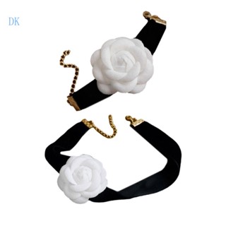 Dk Camellia Choker สร้อยคอ สร้อยข้อมือ สร้อยคอ ลายดอกไม้ สีขาว สร้อยคอ สายรัดคอ สร้อยข้อมือ