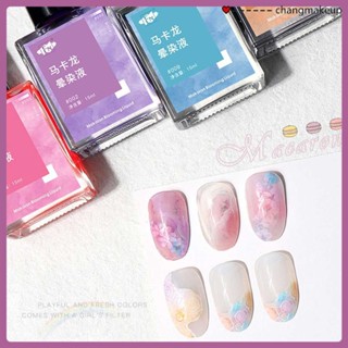 Fn กาวทาเล็บ Macaron Smudge Liquid Manicure Color Water Dye Liquid Gradient Nail Marble Ink Glass cod