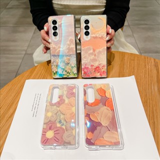 เคสโทรศัพท์มือถือ กันกระแทก ลายภาพวาดสีน้ํามัน รูปดอกไม้ สําหรับ Samsung Galaxy Z Fold 3 Fold4 Fold4