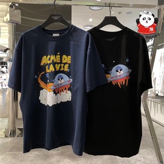 เสื้อยืดแขนสั้น พิมพ์ลายการ์ตูนเอเลี่ยนอวกาศ Adlw แฟชั่นคู่รัก สไตล์เกาหลี