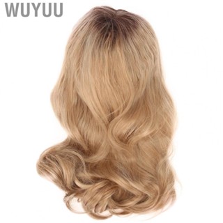 Wuyuu Women Wig  Long Curly No Bangs Synthetic Hair Blonde with Breathable Cap for Different Head Sizes