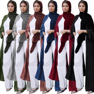 เสื้อคาร์ดิแกน ABAYA สีพื้น สไตล์เรโทร สําหรับผู้หญิงชาวมุสลิม 2023