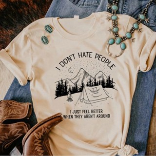 เสื้อยืด พิมพ์ลายกราฟิกการ์ตูนอนิเมะ i Hate People สไตล์ญี่ปุ่น สําหรับผู้หญิง