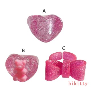 Hik แหวนเรซิ่น รูปหมีกลิตเตอร์น่ารัก สไตล์ญี่ปุ่น และเกาหลีใต้