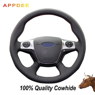 Appdee ปลอกหนังหุ้มพวงมาลัยรถยนต์ สีดํา สําหรับ Ford Focus 3 2012 2013 2014 KUGA Escape 2013-2015 2016 C-MAX 2011-2014