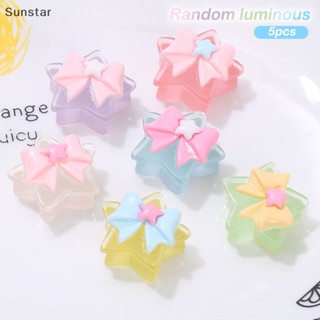 Sunstar สติกเกอร์เรซิ่น รูปดาวห้าแฉก ขนาดเล็ก เรืองแสง DIY สําหรับตกแต่งกล่องของขวัญ แก้วน้ํา โทรศัพท์ รองเท้า 5 ชิ้น