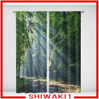 [Shiwaki1] ผ้าม่าน พิมพ์ลายป่า สําหรับประตู หน้าต่าง กระจกบานเลื่อน บ้าน 2 ชิ้น