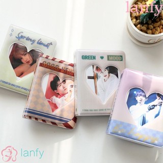 LANFY อัลบั้มรูปภาพ 3 นิ้ว สีสันสดใส Kawaii Sweet Collection Book ใส พร้อมปุ่ม การ์ตูนการ์ด เคส โฟโต้การ์ด กระเป๋าจัดเก็บ หน้าด้านใน Binder