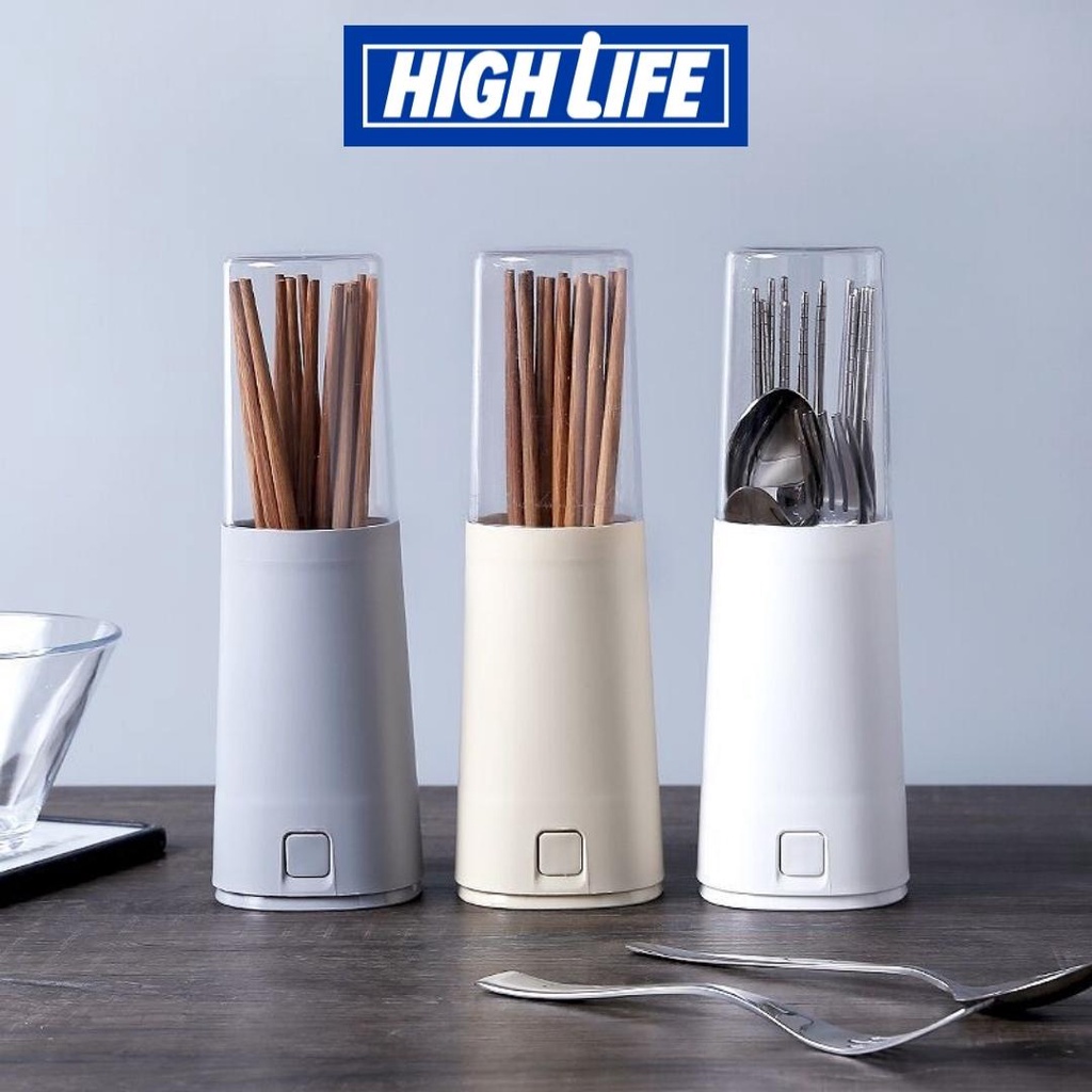 [พร้อมส่ง] High Life กระบอกใส่ช้อน ที่ใส่ช้อน กล่องเก็บช้อน มีถาดเทน้ำ กระบอกใส่ช้อน ใส่ตะเกียบ