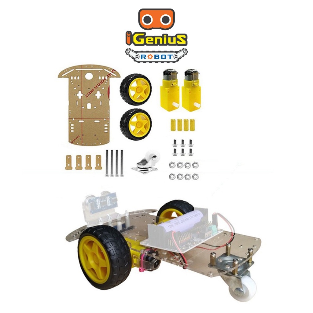 microbit ไมโครบิต โครงรถ หุ่น 2WD พร้อมมอเตอร์ และล้อ iGenius Robot Smart Robot Car Chassis With Mot