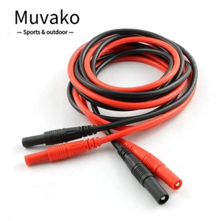 MUVAKO ปลั๊กกล้วย ตัวผู้ เป็นตัวเมีย แบบซิลิโคน 100 ซม. 39.37 นิ้ว สีแดง และสีดํา 4 มม. สําหรับมัลติมิเตอร์ 2 ชิ้น