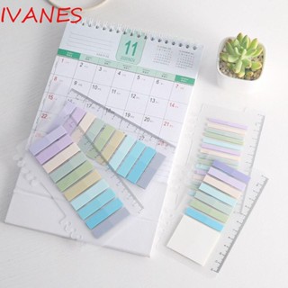 IVANES แถบแท็บ Morandi สีแปลกใหม่ พร้อมไม้บรรทัด กระดาษโน้ต กระดาษโน้ต เครื่องเขียนนักเรียน ที่คั่นหนังสือ