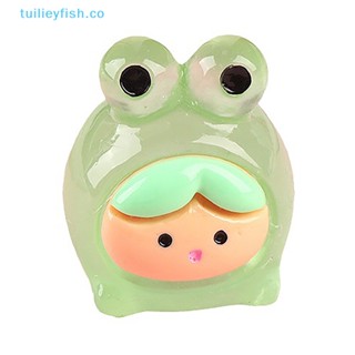 Tuilieyfish ตุ๊กตาเรซิ่น รูปการ์ตูนเป็ดเรืองแสง DIY สําหรับตกแต่งบ้านตุ๊กตา