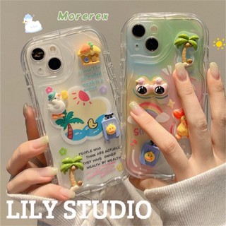 เคสโทรศัพท์มือถือ TPU แบบนิ่ม ลายกระต่าย ต้นมะพร้าว 3d สําหรับ IPhone 11 14 Pro Max Ip13 Pro Max IPhone 12 IPhone 11 Pro Max