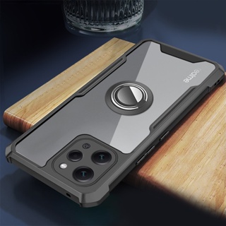 Clear Acrylic Shockproof Coque For Xiaomi Redmy Redmi 12 4G 6.79" TPU Frame Magnetic Holder Ring Protect shell