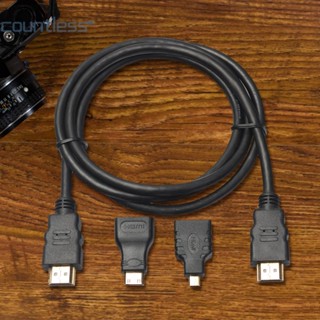  3 in 1 สายเคเบิลอะแดปเตอร์ HDMI เป็น Mini Micro HDMI ความเร็วสูง สําหรับ PC TV PS4 INGT [countless.th]